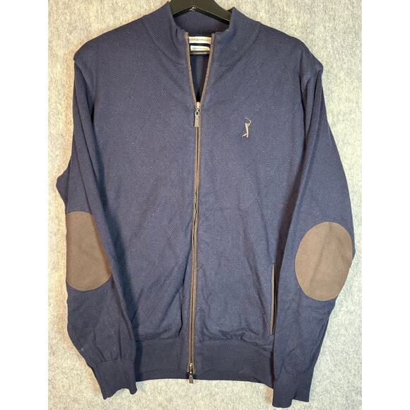 Peter Millar Other - Peter Millar Apex Mens Large Blue TPC Sawgrass Wool/Cotton Jacket Elbow Pads